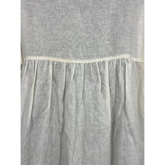 Madewell Women Cream Linen Top Blouse XS Extra Small Short Sleeve V Neck NWT New - Picture 5 of 8